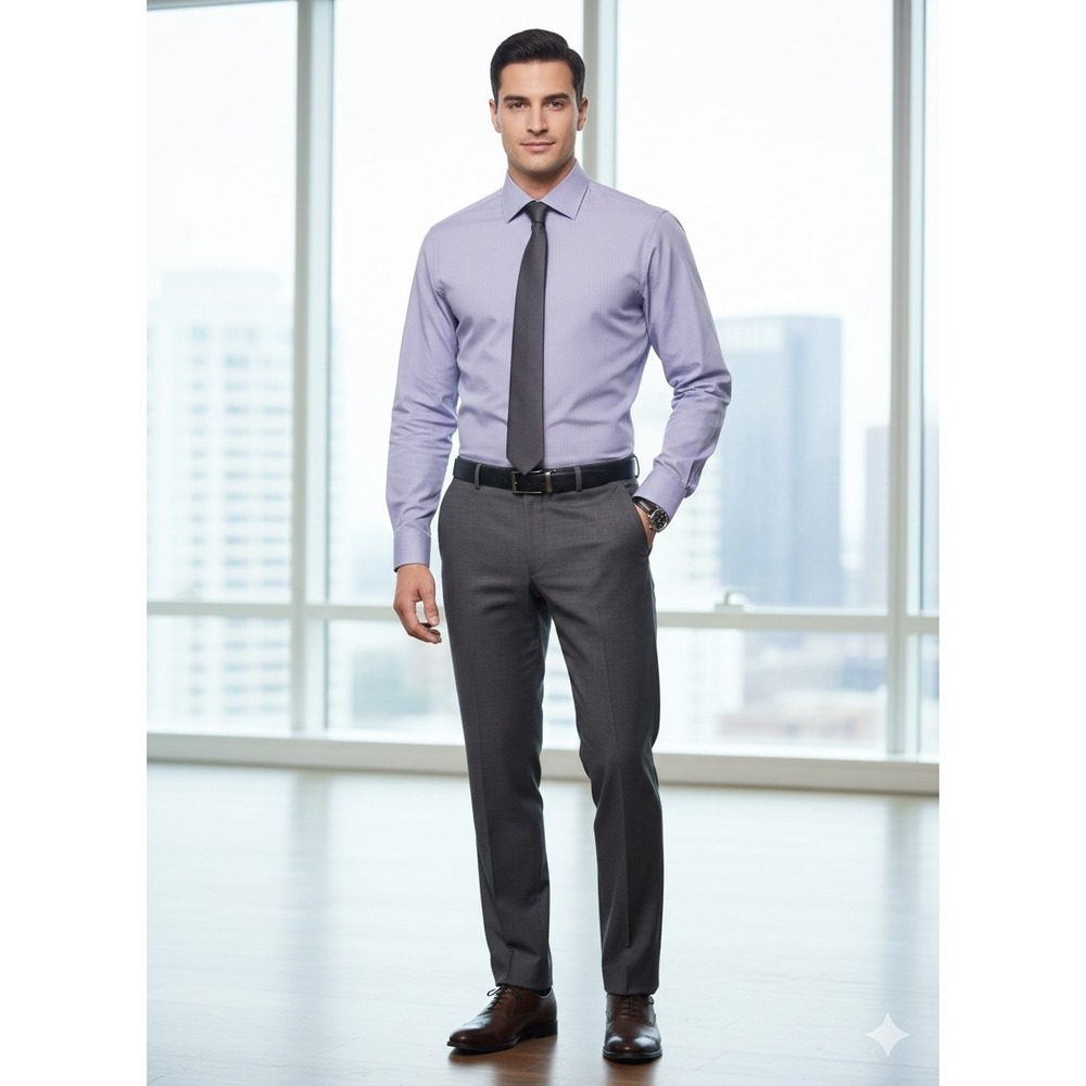 Calvin Klein Men's Med Purple 15.5 32/33 Regular Fit Pinstripe Dress Shirt Work